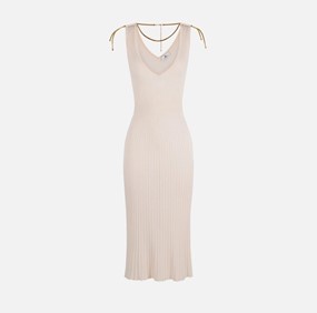 Dress in openwork knit fabric with jewel detail Dress in openwork knit fabric with jewel detail