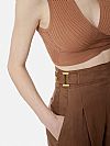 Linen-blend trousers with straps