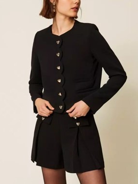 Crepe jacket with heart-shaped buttons