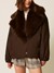Gabardine jacket with faux fur collar