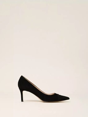 Suede court shoes with logo