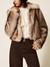 Faux fur jacket with fadeout print