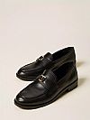 Leather loafers with logo
